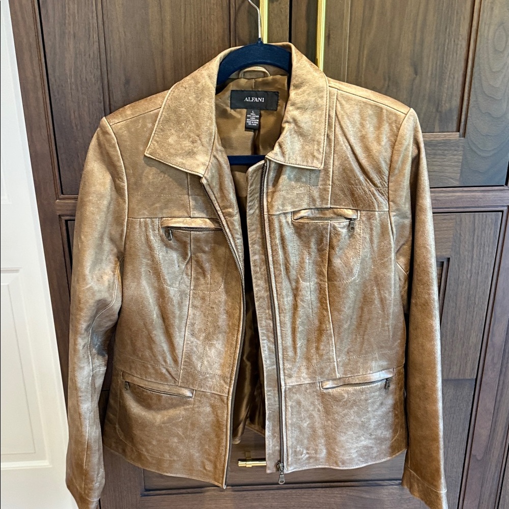 Alfani Tan Leather Jacket
